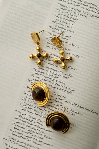 Cross Stone Earrings