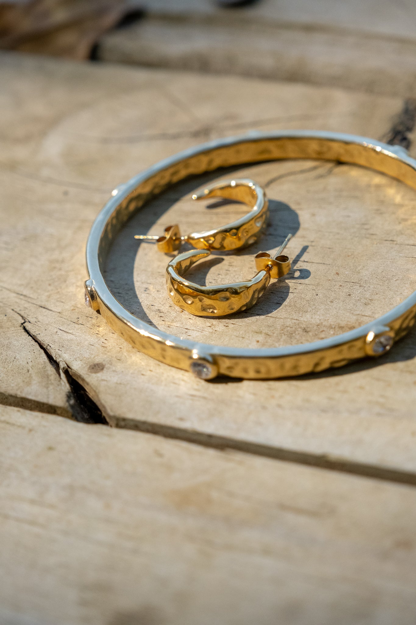 Hammered Zircon Bangle